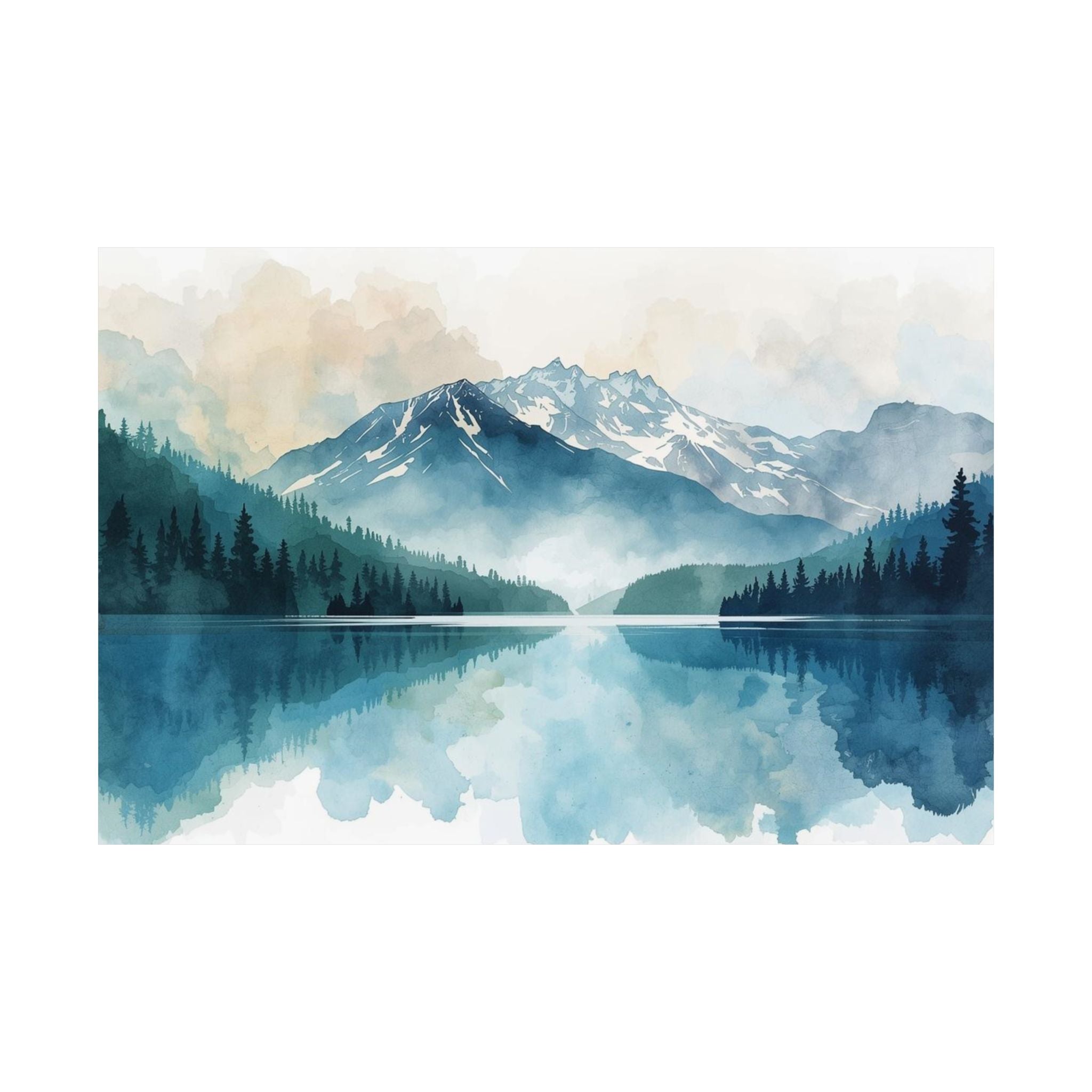 Serene Nature Satin Poster Mountain Reflection Art Print - Rosetta Creative Boutique